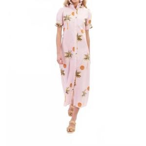 Pink Palm Tree Print Midi Dress